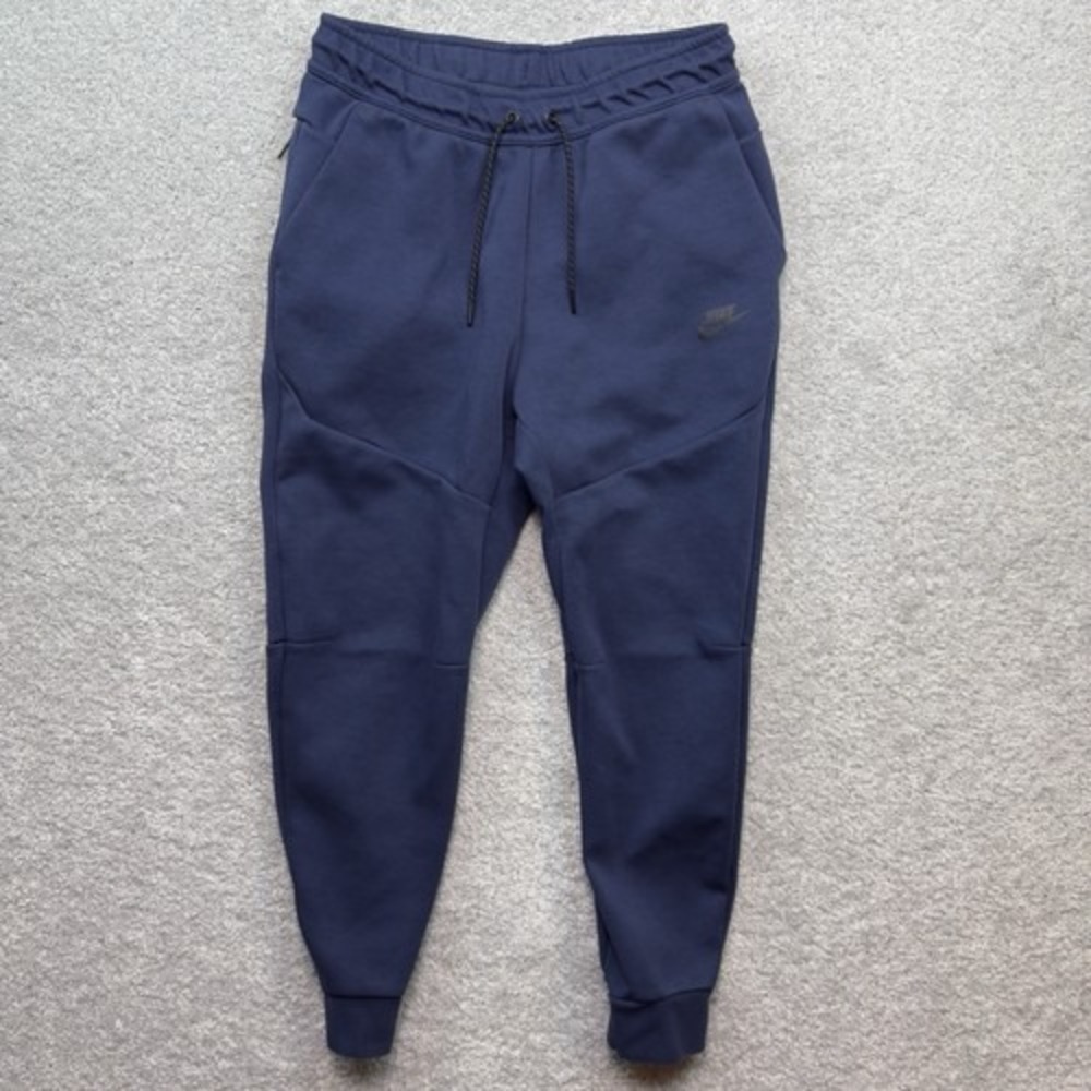 Nike Tech Fleece Joggers Mens Medium M Navy Blue Sweatpants Zipper Pocket